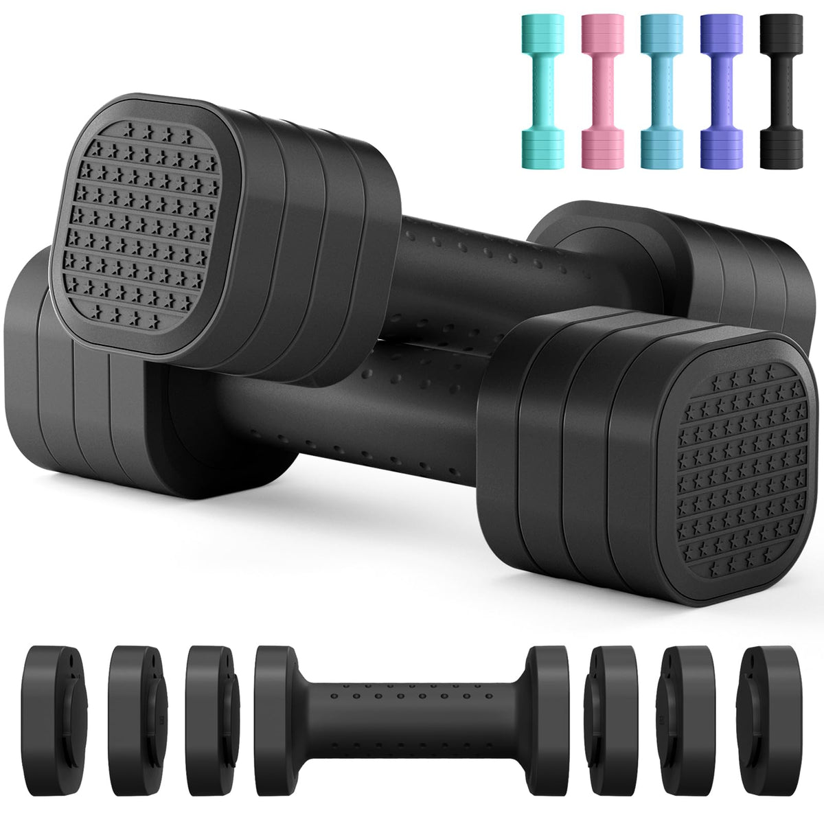 Adjustable 4 in 1 Dumbbell Set with TPU Soft Rubber Handle C7635