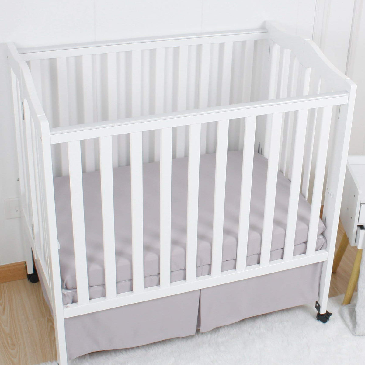 Microfiber 3 Pack Mini Portable Crib Sheets, Fits 24" x 38", Green Light Grey White R536046