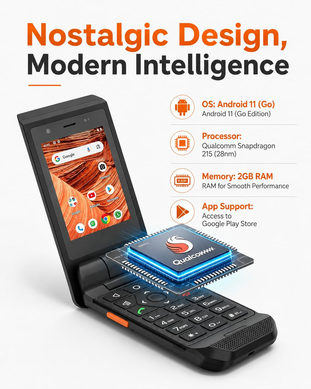 16GB Rugged Touchscreen Android 11 IP68 Water Resistant 4G LTE Flip Phone G920083
