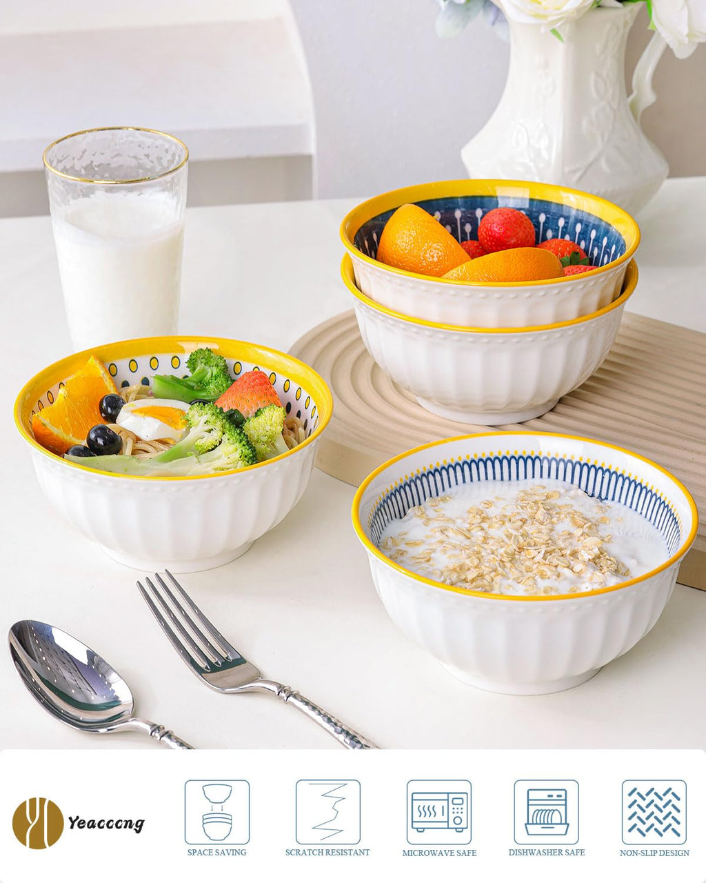 Bohemian Ceramic Bowls Set of 4 K225026