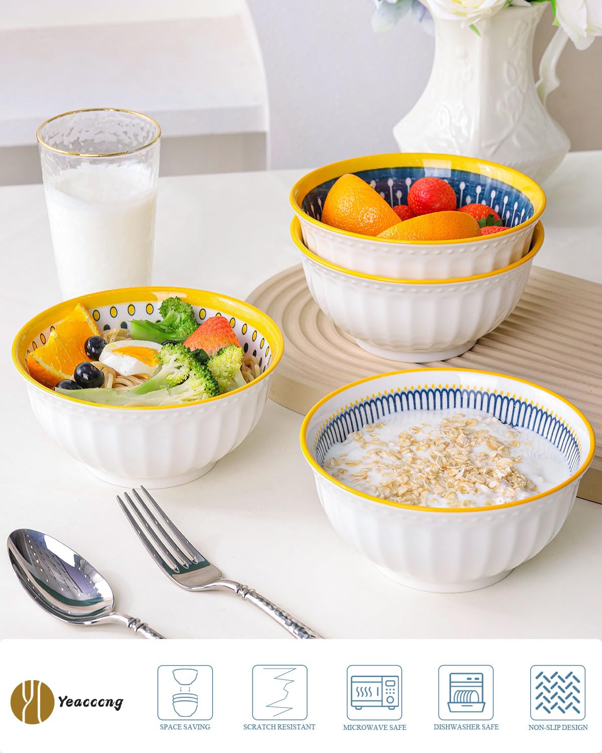 Bohemian Ceramic Bowls Set of 4 K225026