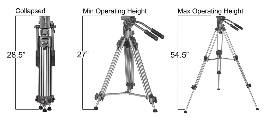 55" 65mm Video Camera Tripod with Fluid Drag Head and Carry Bag N5782
