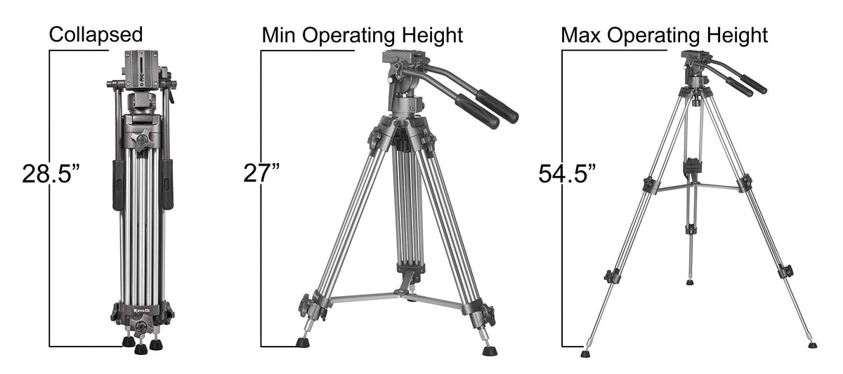 55" 65mm Video Camera Tripod with Fluid Drag Head and Carry Bag N5782