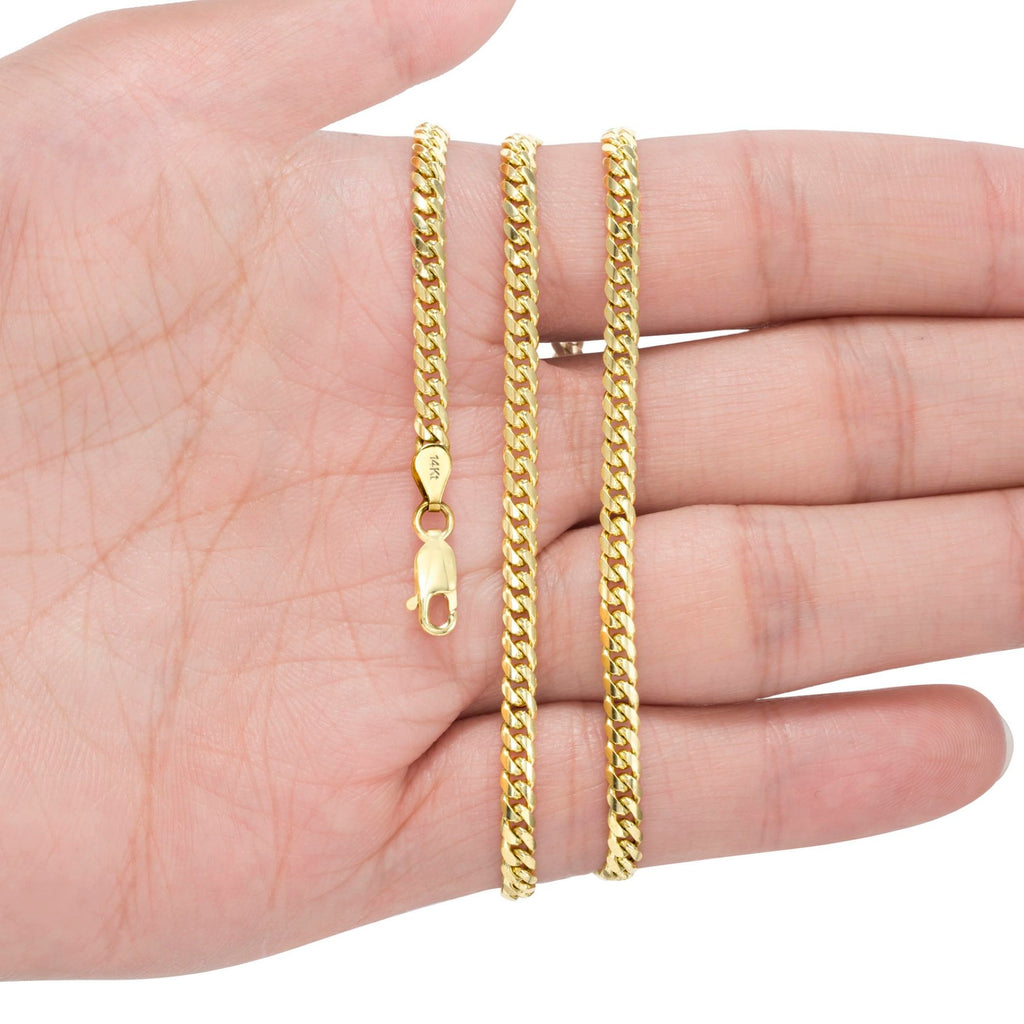 14K Yellow Gold Cuban Link Chain Necklace I4448