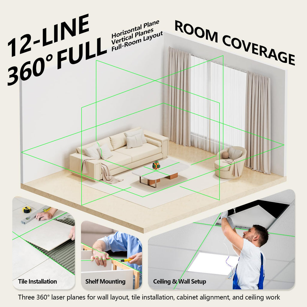 3x360° Self Leveling Laser Level with Tripod A432
