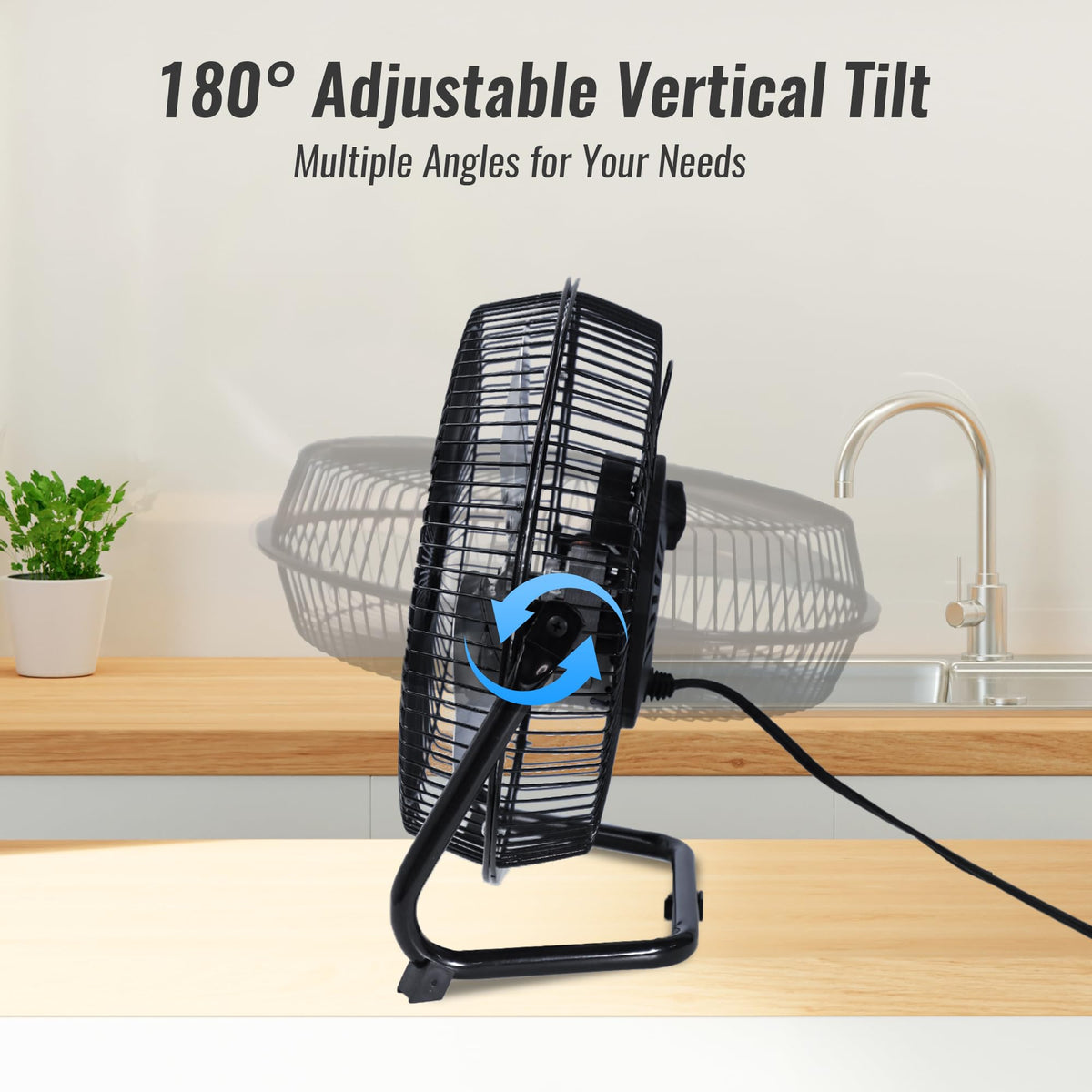 9 Inch Black Metal Floor Fan D584