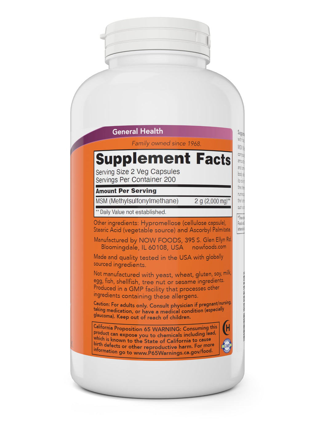 MSM 1000mg 400 Veg Capsules Pack of 2 U421