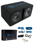 Dual 8" Loaded Car Subwoofer Enclosure with Amp J933