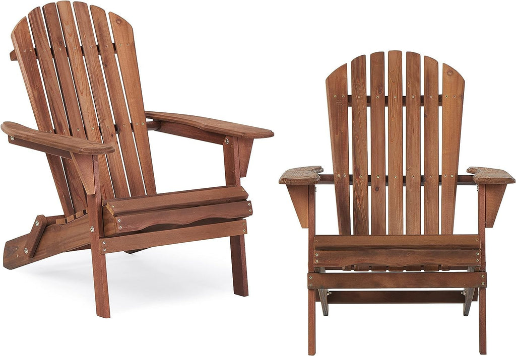 Folding Adirondack Chairs Set of 2 Solid Cedar Wood G3226