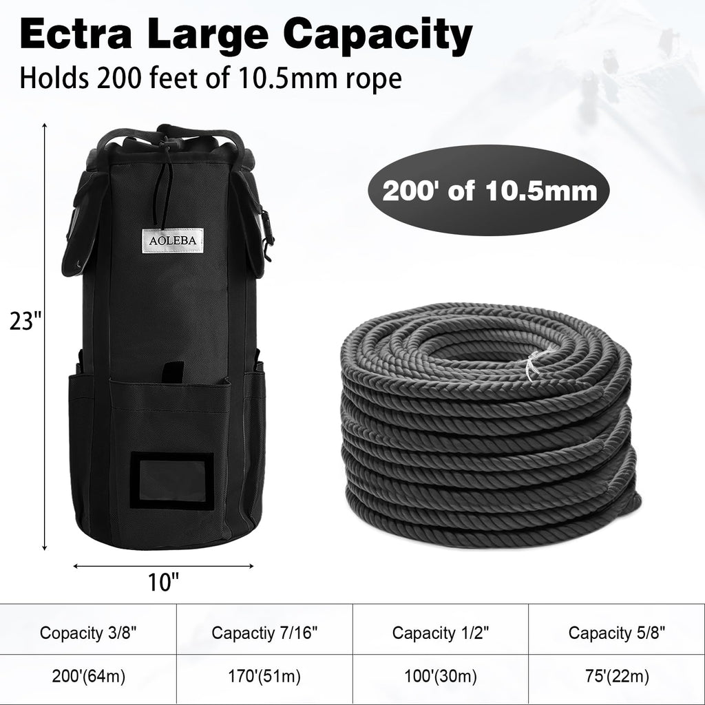 Arborist Rope Storage Bag Large Capacity 1680D Thicken Nylon with Hand Straps J5894