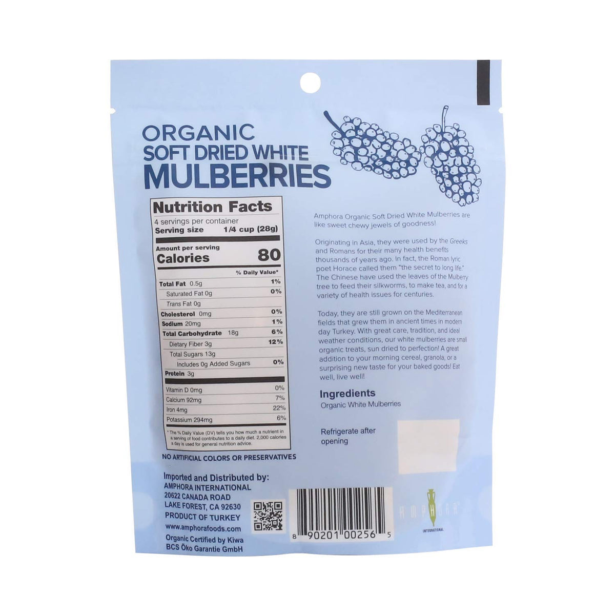 Organic Soft Dried White Mulberries 4 Ounce P87485