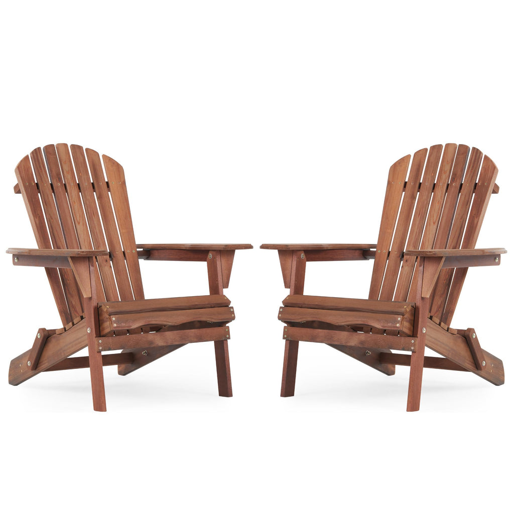 Folding Adirondack Chairs Set of 2 Solid Cedar Wood G3226