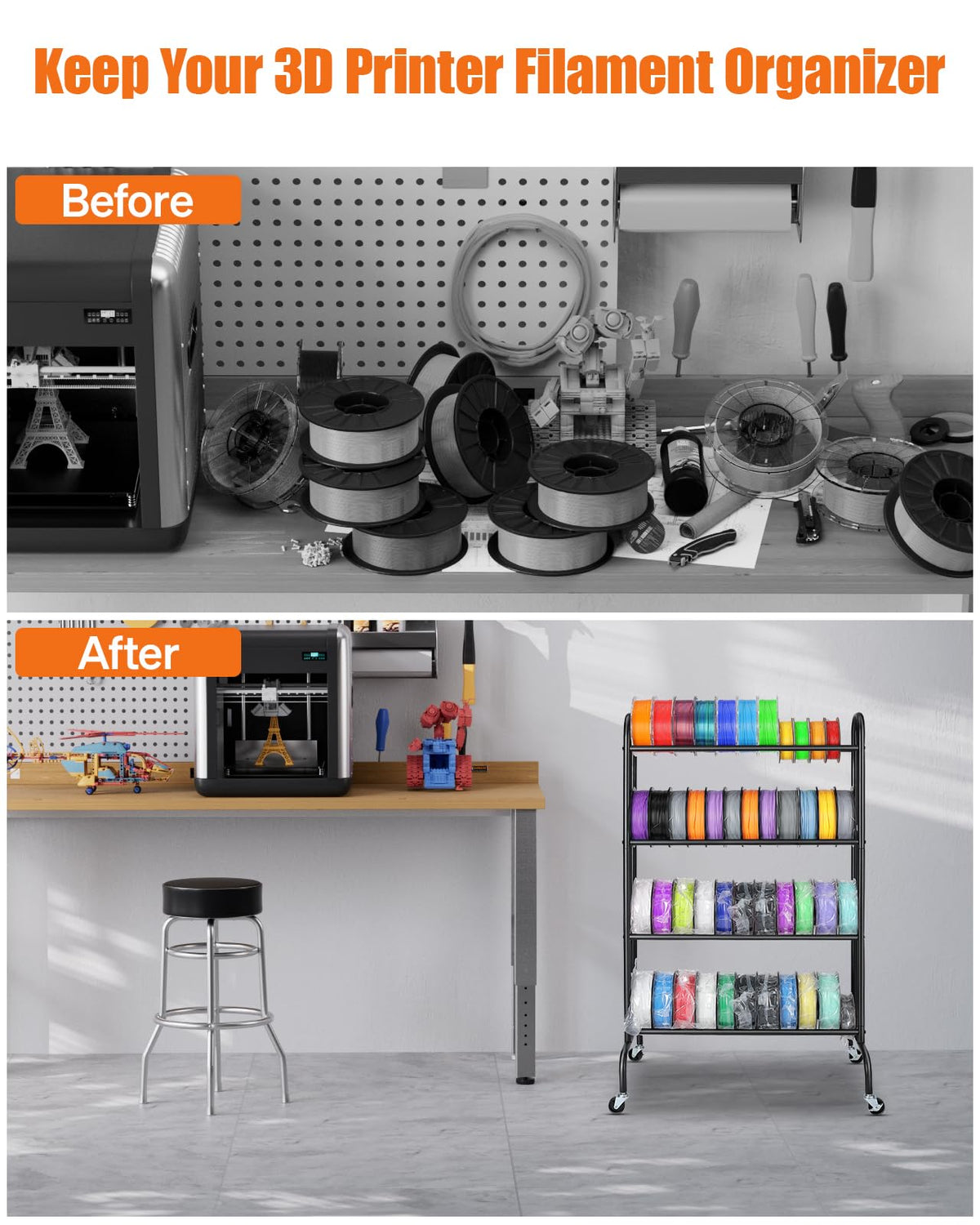 3D Printer Filament Storage Rack with Wheels K5673