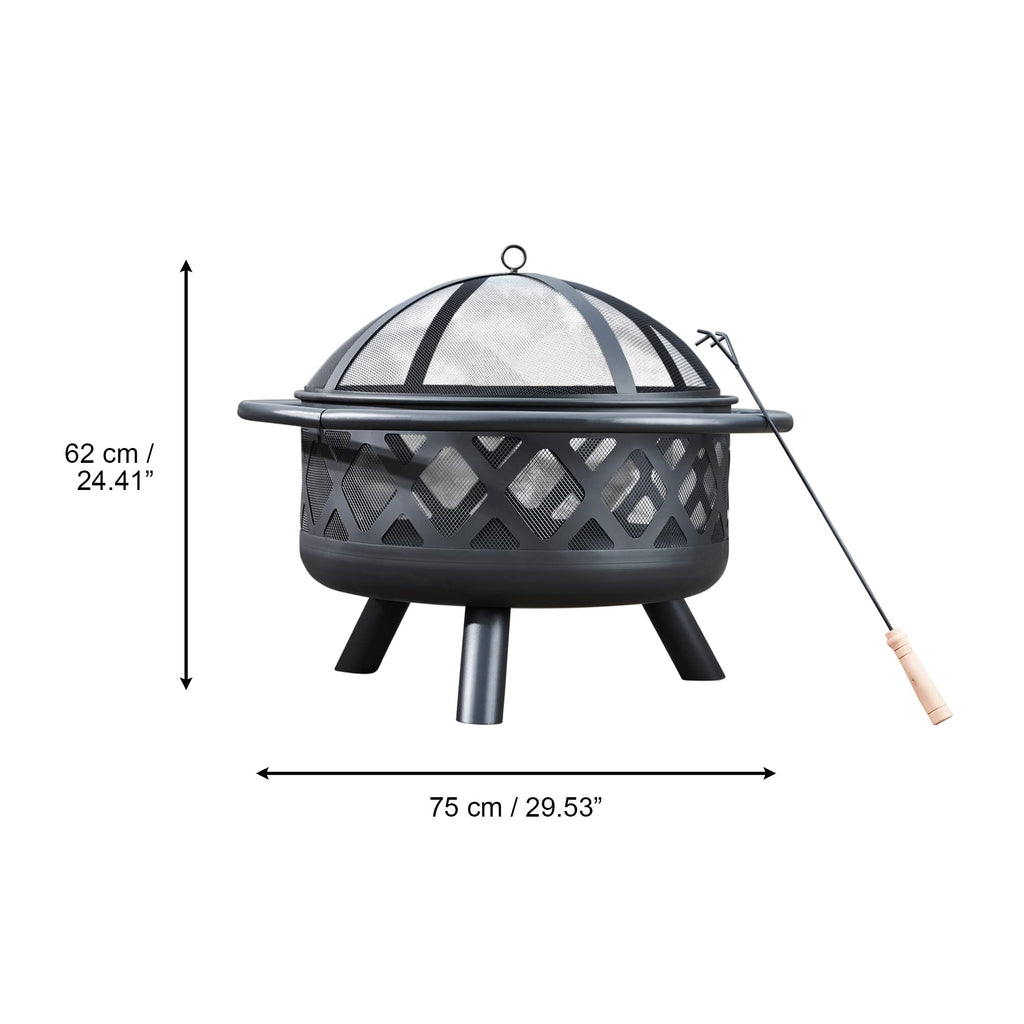 Round Steel 30 Inch Black Wood Burning Fire Pit A393646