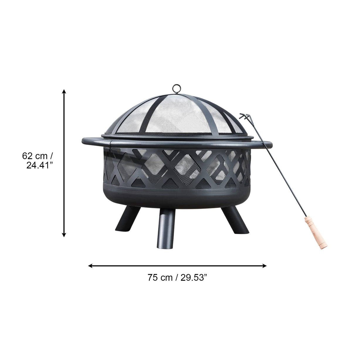 Round Steel 30 Inch Black Wood Burning Fire Pit A393646
