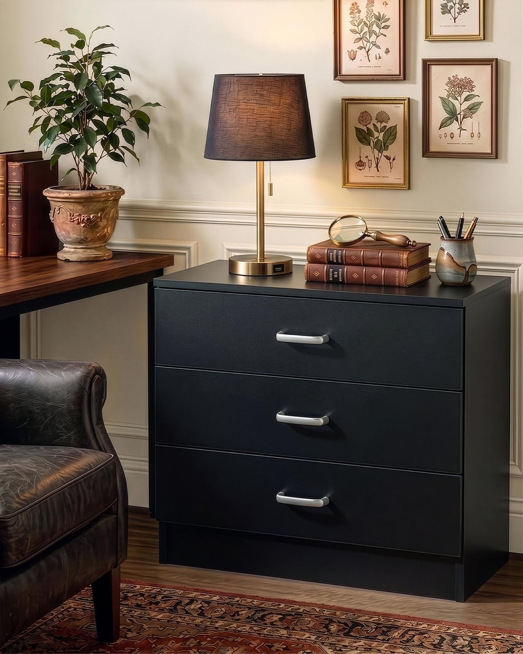 Black 3 Drawer Dresser C152