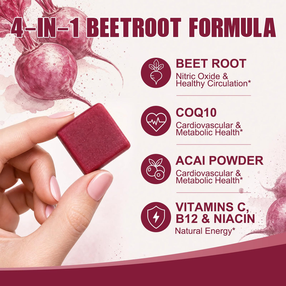 Beet Root Chews with CoQ10, Mixed Berry, 90 Ct F626