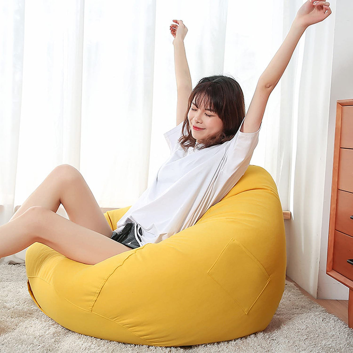 Yellow Washable Bean Bag Chair Cover Q88294