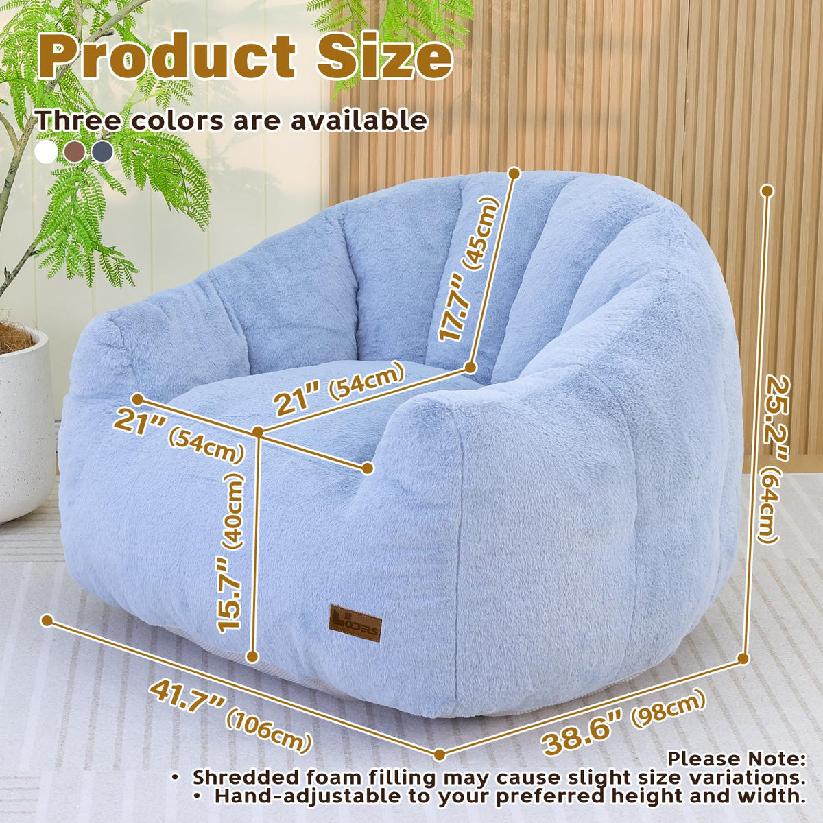 Light Blue Corduroy Bean Bag Chair Z429