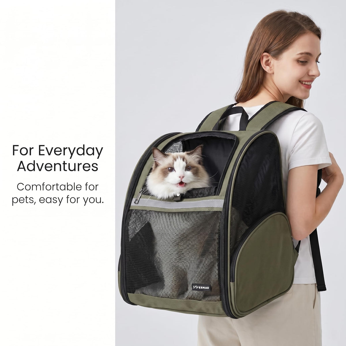 Cat Backpack Carrier Collapsible with Ventilated Mesh Q7346