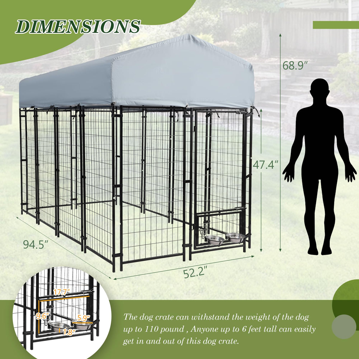 8x4x5.7 FT Outdoor Dog Kennel P478314