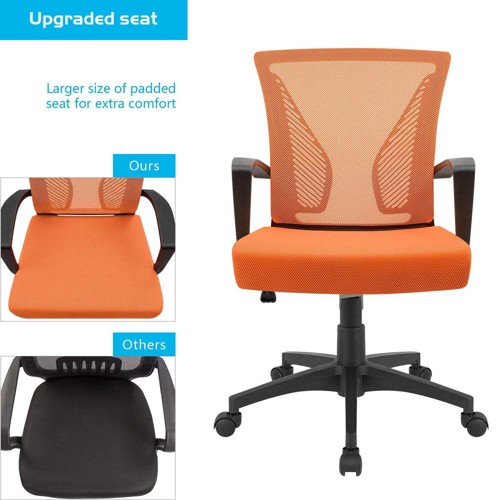 Orange Mesh Ergonomic Office Chair with Armrest T13864