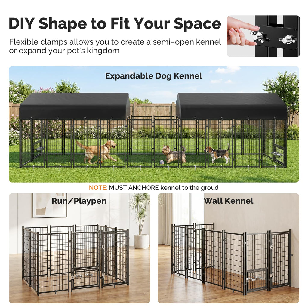 8x4x6FT Outdoor Dog Kennel with Roof N13958