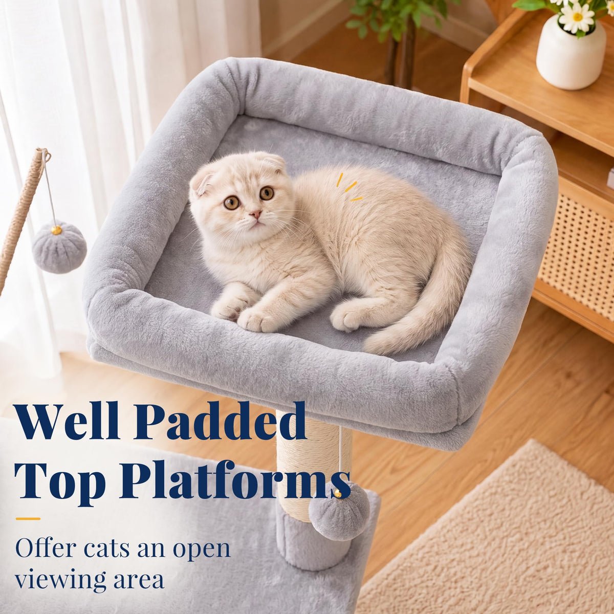 Cat Tree Tower with Padded Platform Bed, Hammock B49754
