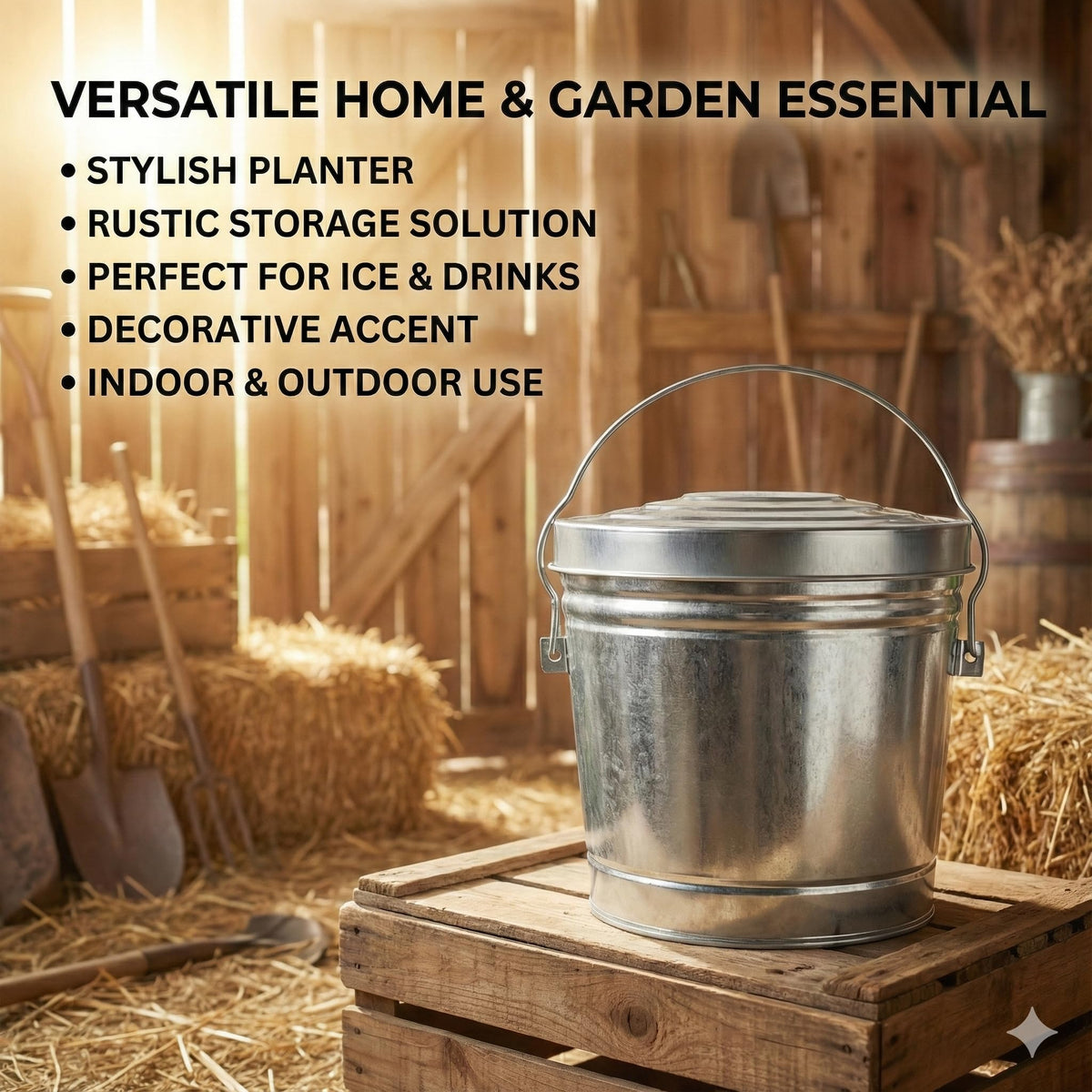 6-Gallon Galvanized Steel Trash Can with Locking Lid P8991