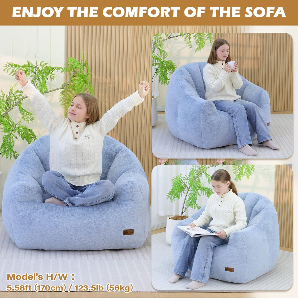 Light Blue Corduroy Bean Bag Chair Z429