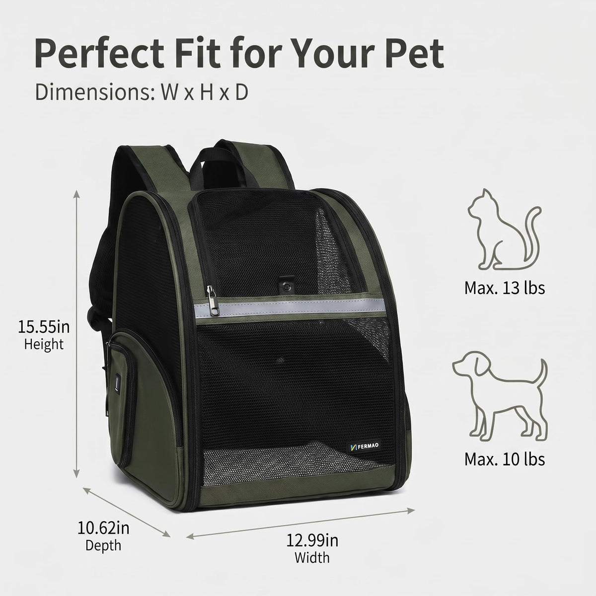 Cat Backpack Carrier Collapsible with Ventilated Mesh Q7346