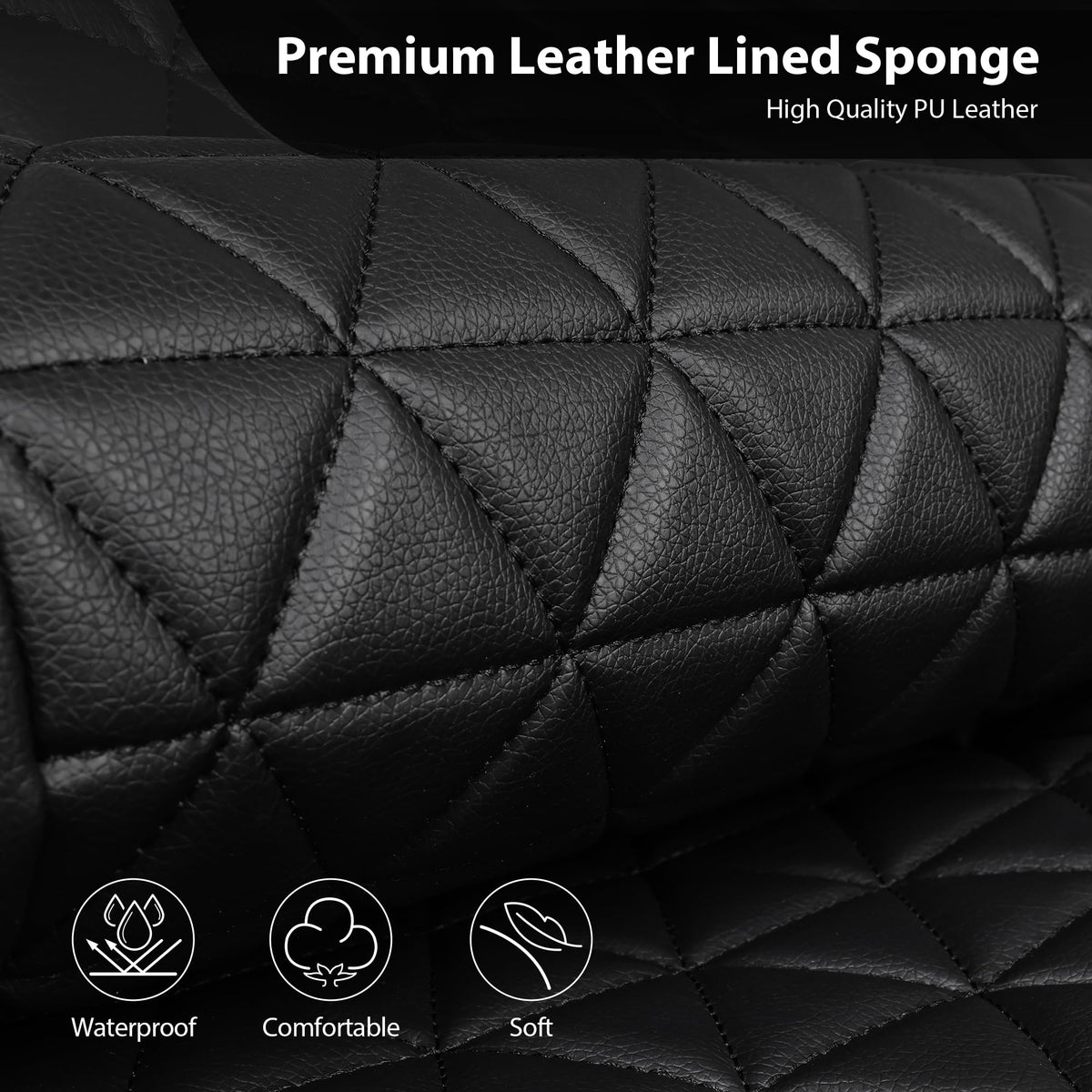 Black Leather Car Seat Covers Full Set J868