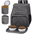 Dog Travel Bag Backpack with 2 Silicone Collapsible Bowls and 2 Food Baskets Grey O30009
