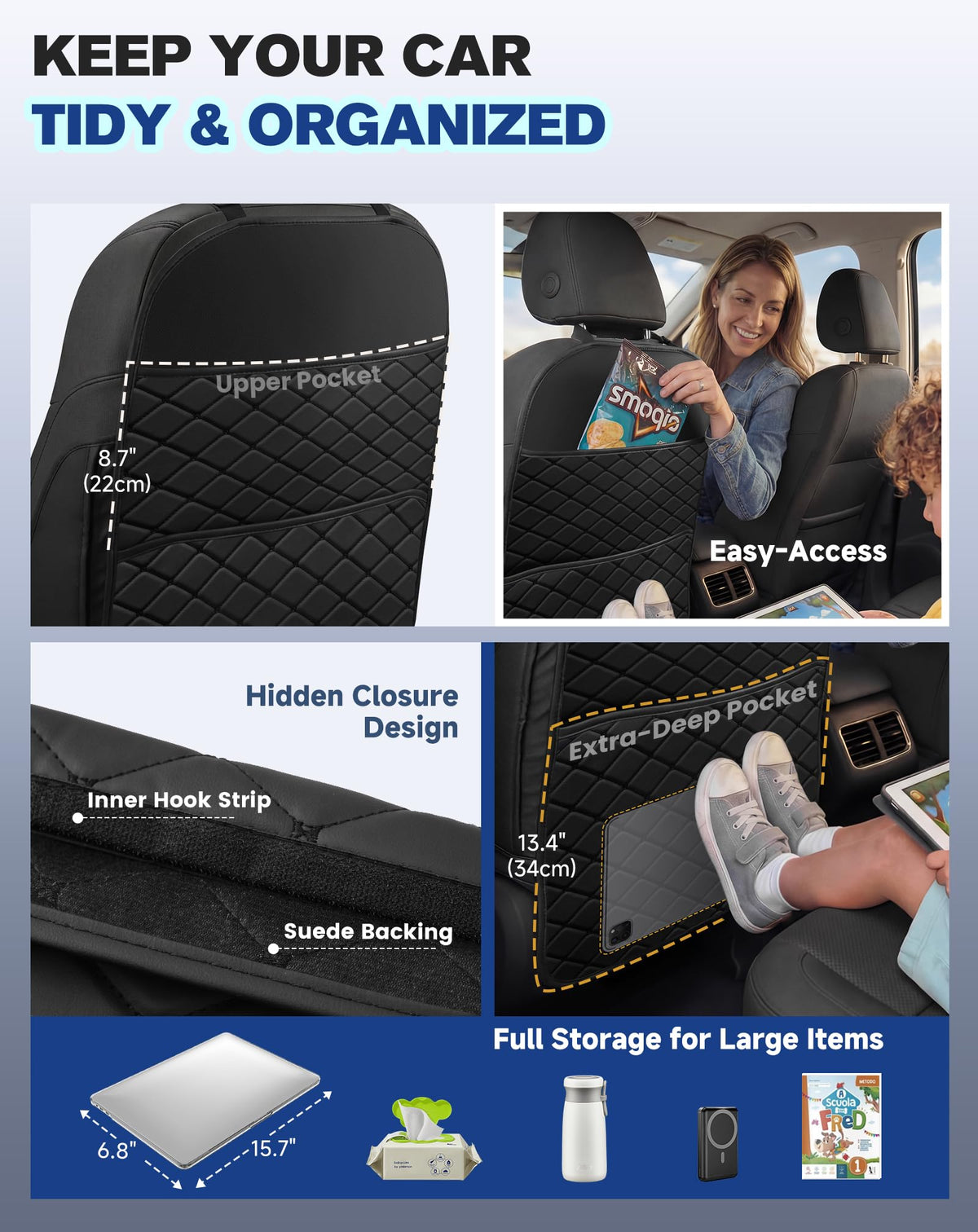 Car Seat Back Protectors Black J875343