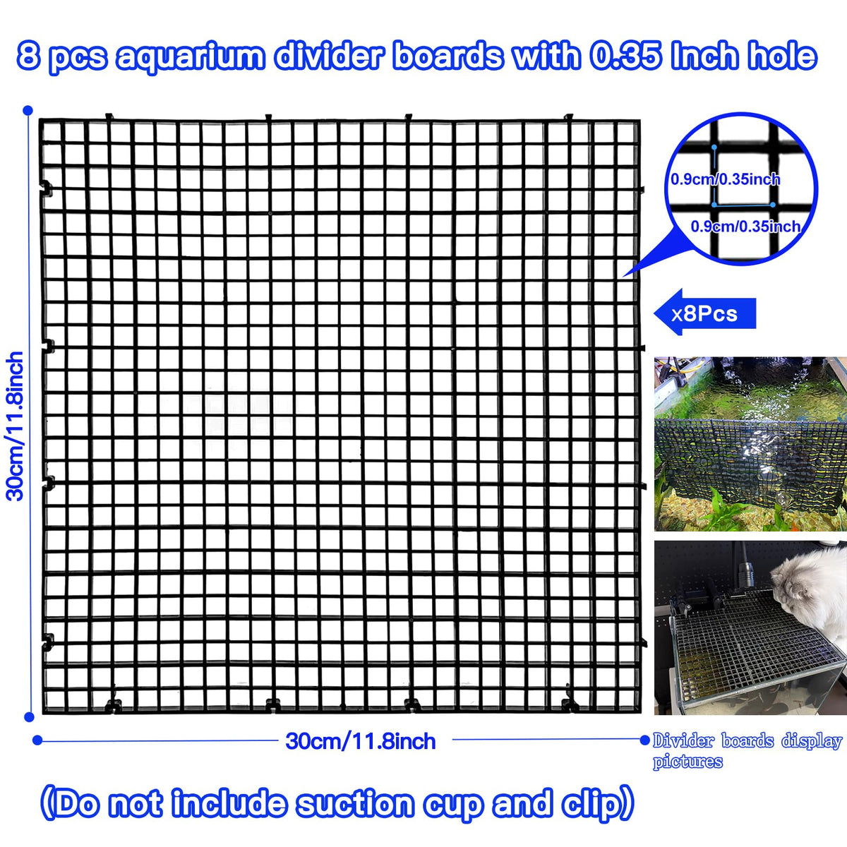 Black 8pcs Plastic Aquarium Fish Tank Divider C365
