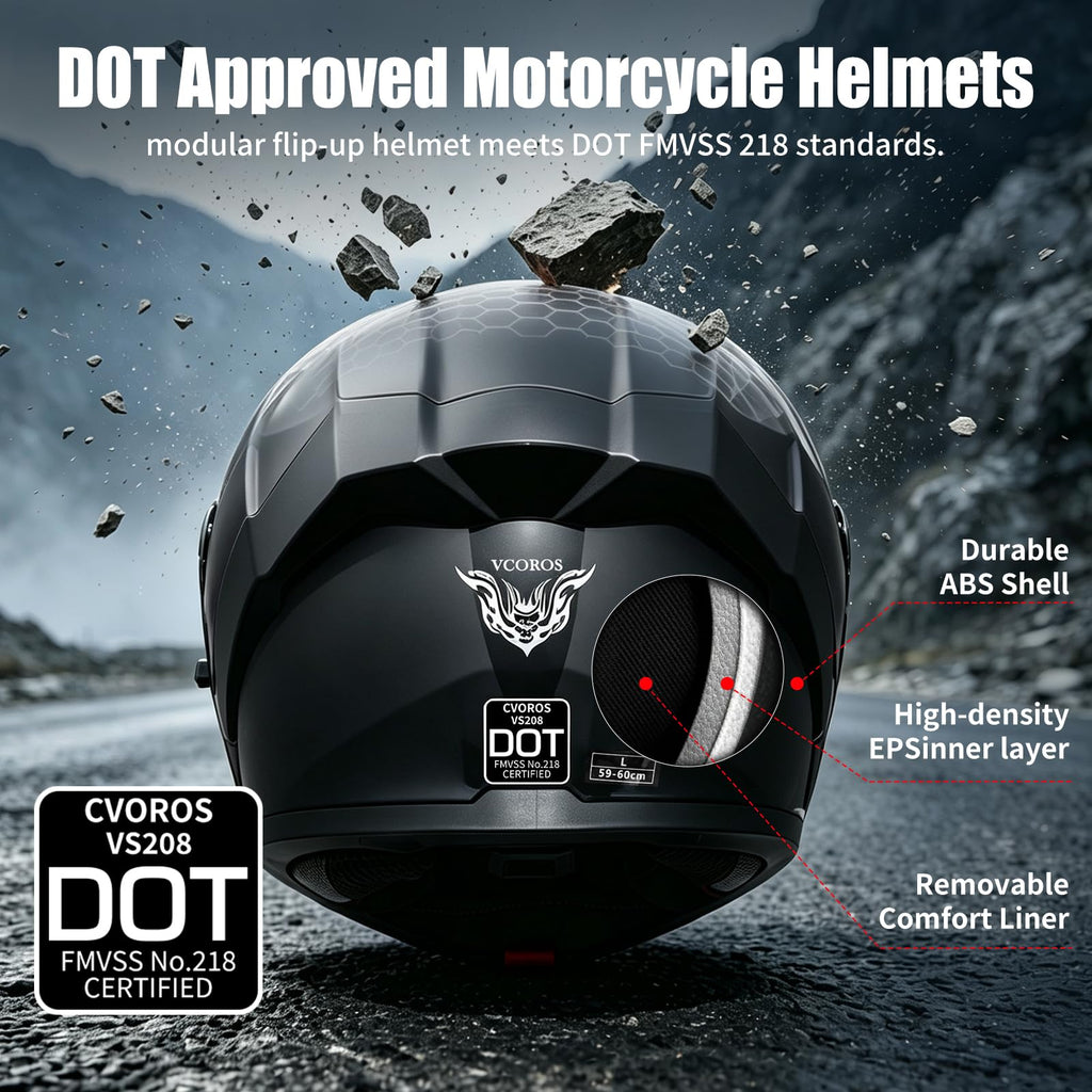 Flip Up Modular Motorcycle Helmet Dual Visor E9373