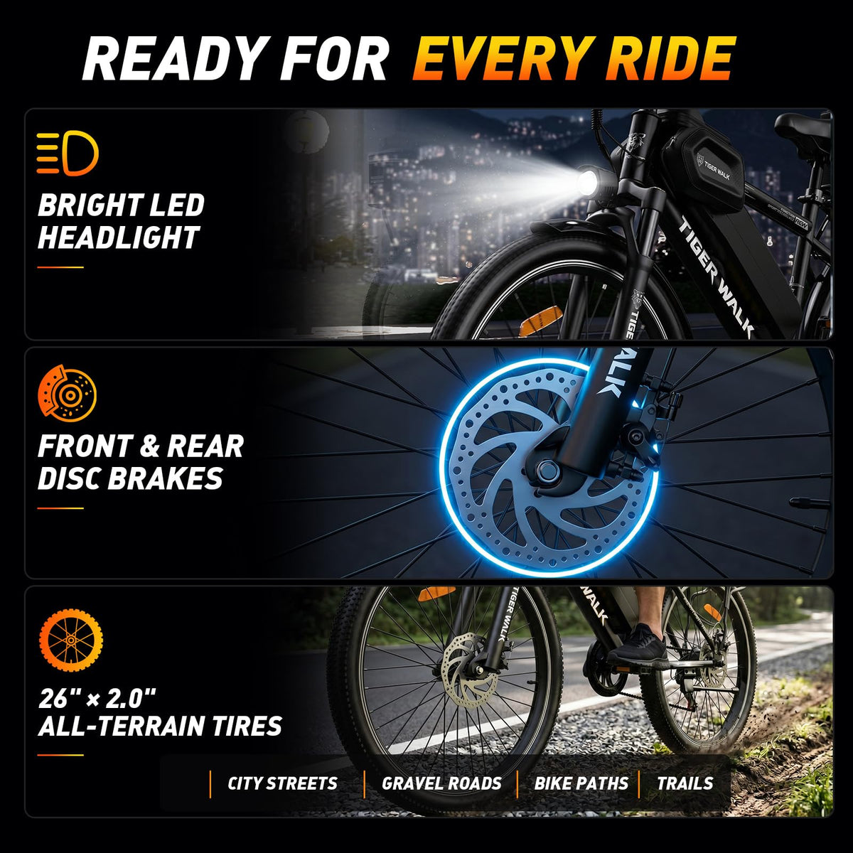 26" Electric Mountain Bike 48V 10Ah 7-Speed O326