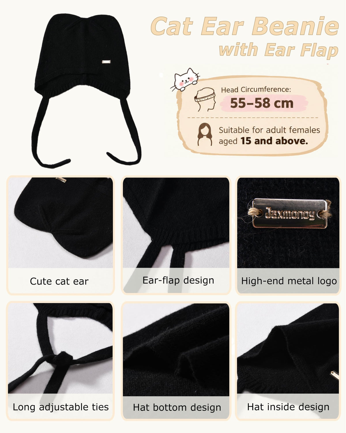 Cat Ear Beanie Wool Knit Hats B229739