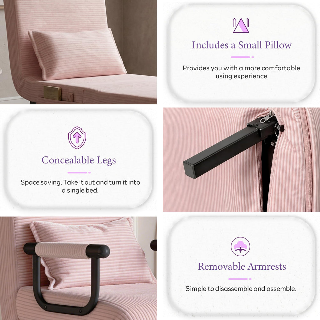Pink Folding Sleeper Chair Bed H534599