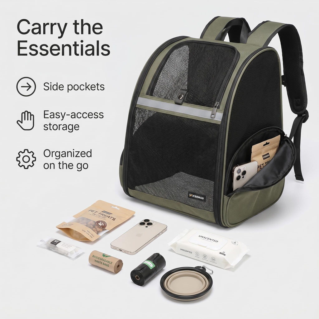 Cat Backpack Carrier Collapsible with Ventilated Mesh Q7346