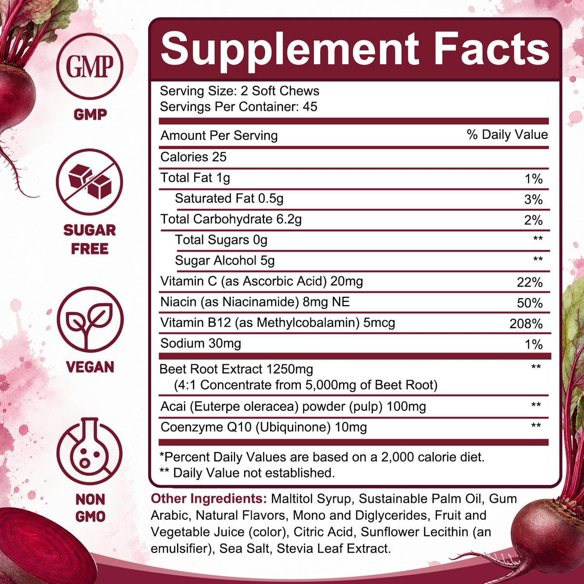 Beet Root Chews with CoQ10, Mixed Berry, 90 Ct F626