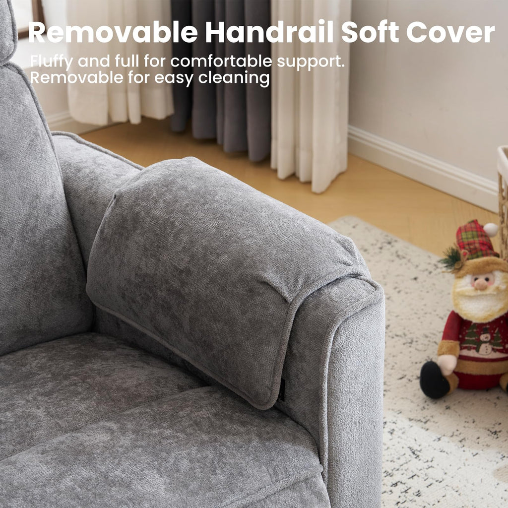 Oversized Swivel Rocking Recliner Chair with USB Ports, Grey D656041