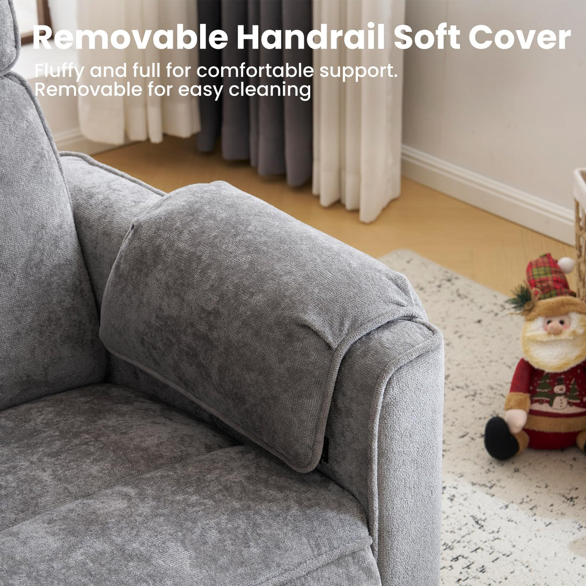Oversized Swivel Rocking Recliner Chair with USB Ports, Grey D656041