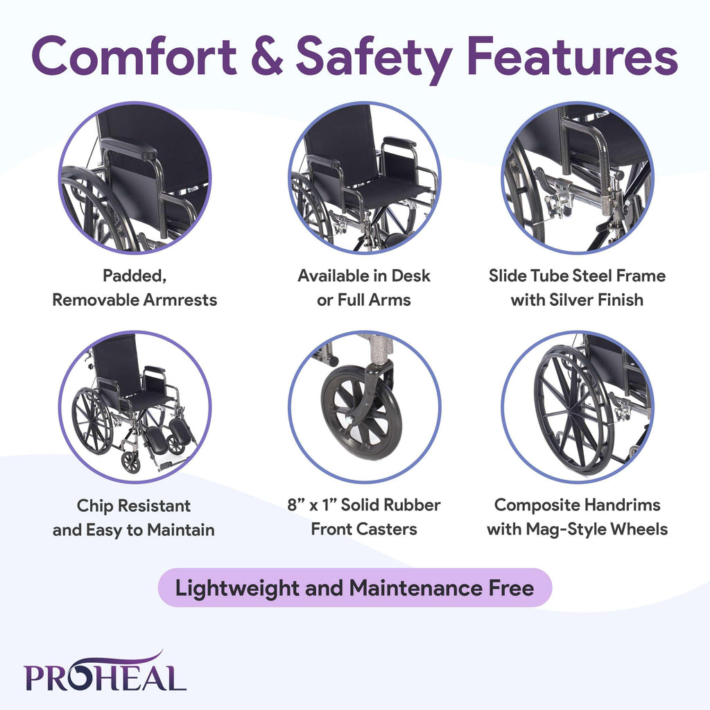 18” Reclining Wheelchair with Elevating Legrests M8728