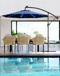 10 ft Navy Blue Cantilever Umbrella with Solar Lights A507616