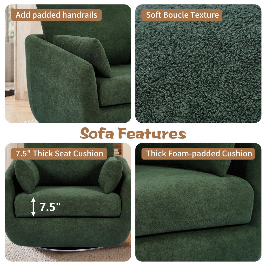 Oversized Sherpa Boucle Fabric Swivel Accent Armchair Set of 2 G47589