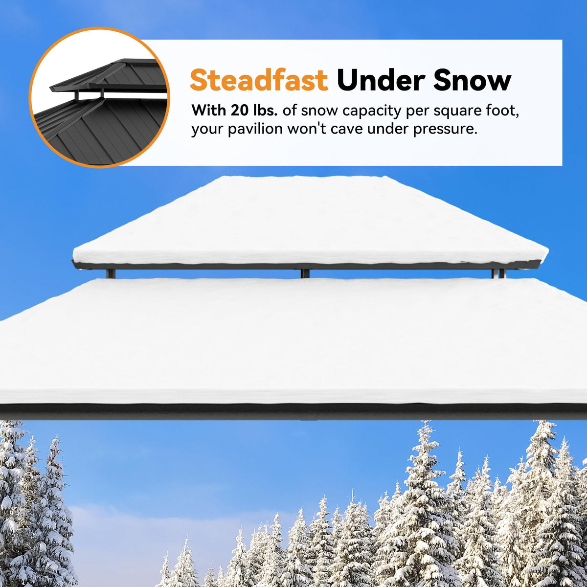 12x14 Hardtop Gazebo with LED Lights B21923