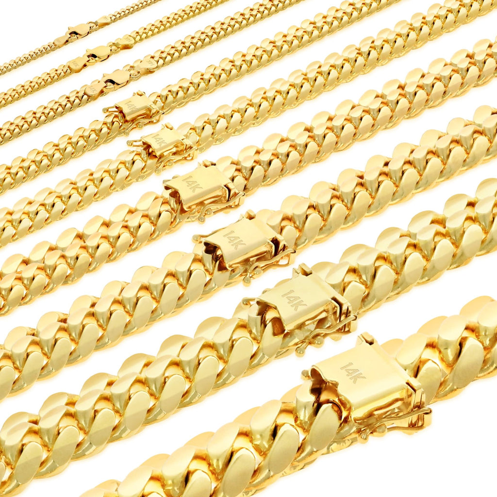 14K Yellow Gold Cuban Link Chain Necklace I4448