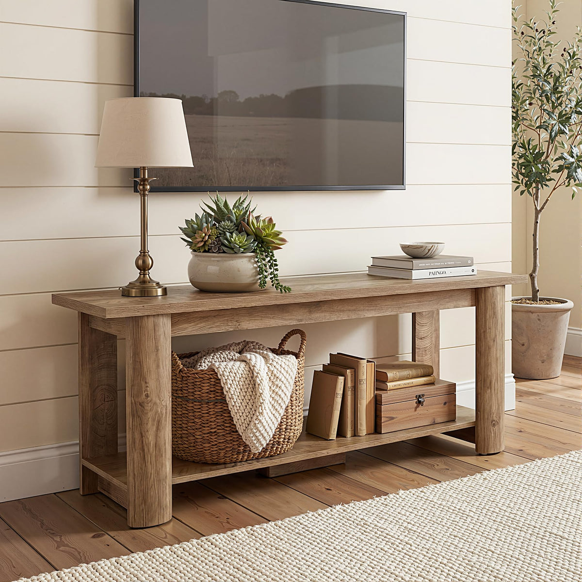 65 Inch Rustic Brown TV Stand Y5338
