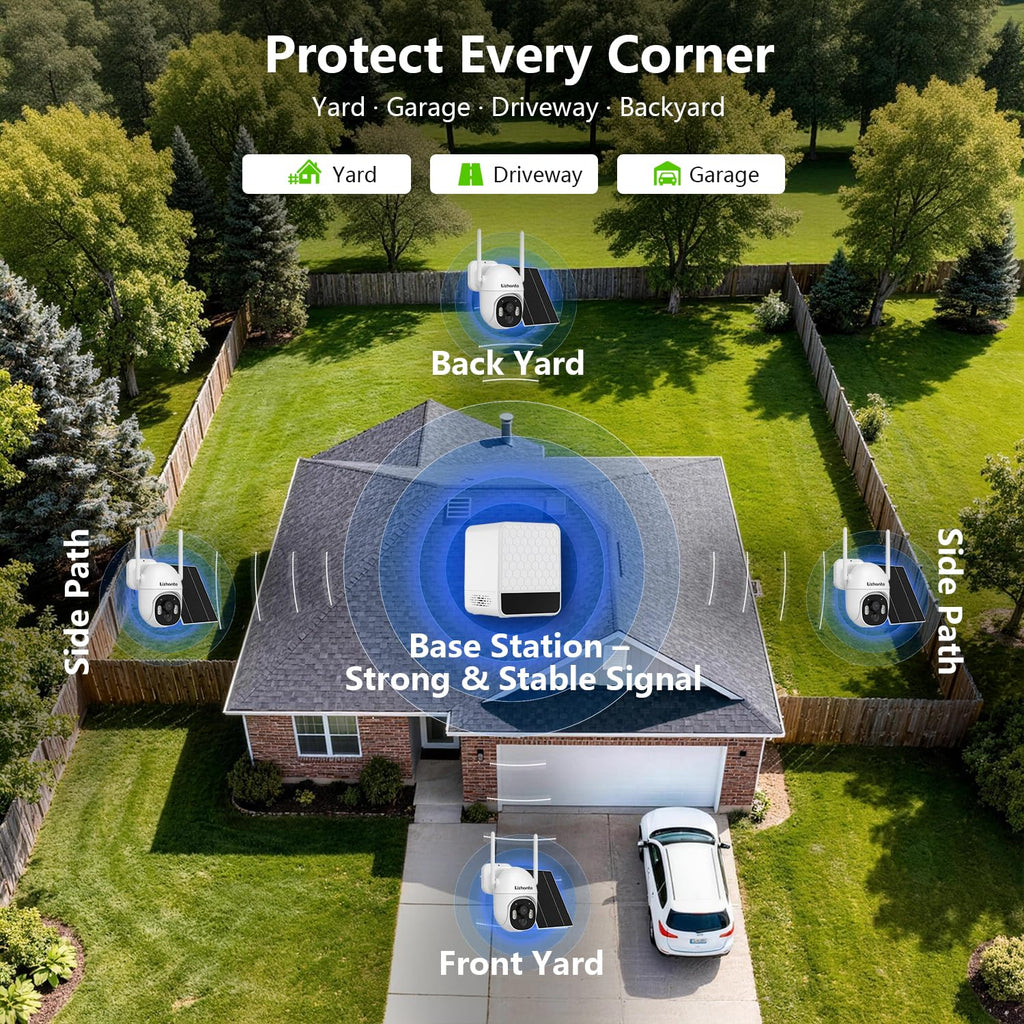 Solar Security Cameras Wireless Outdoor 4-Camera System O71230